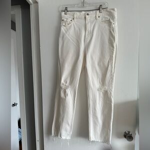 GAP Distressed Cheeky Straight Sky High Jeans - White.